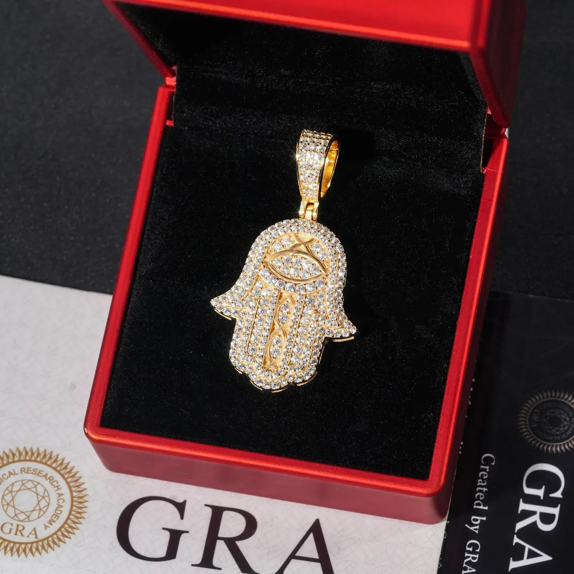 S925 Silver Moissanite Hand Pendant Necklace – Cool Hip-Hop Style, Trendy Jewelry - CaratixJewelry